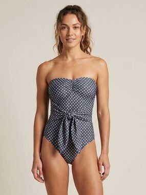 We Wore What Sz XL Capri Star Tie Waist Strapless One Piece Swimsuit